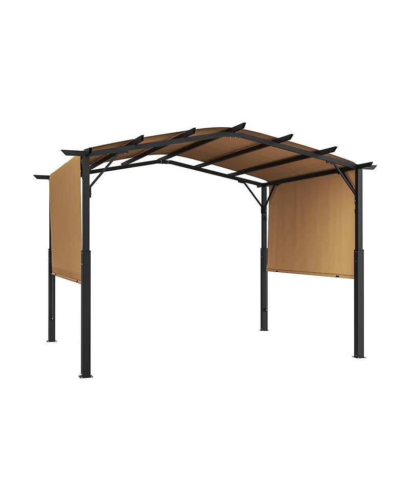 Slickblue Outdoor Retractable Pergola with Canopy Arched Top Metal Patio Pergola