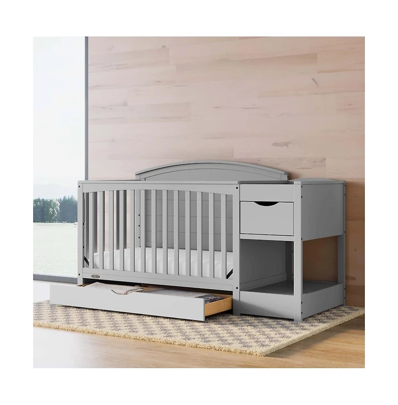 Graco Bellwood 5-in-1 Convertible Crib & Changer with Drawer (Pebble Gray)