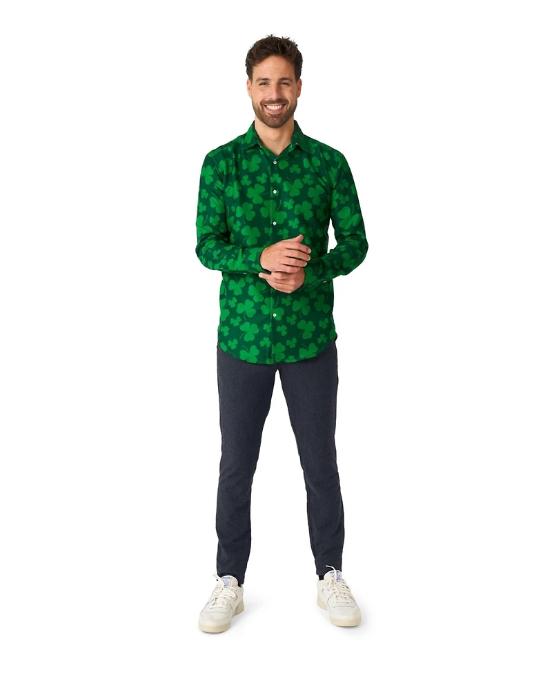 Suitmeister Men's St. Pats Green - Button Down Shirt for Men for St. Patrick's Day - Long sleeve