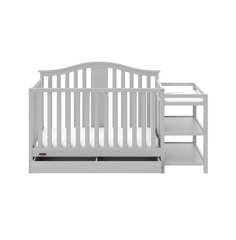 Graco Solano 4-in-1 Convertible Crib & Changer with Drawer - Pebble Gray