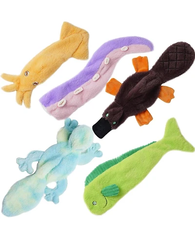 Nocciola 5 Pcs Wildlife Squeaky Dog Toys, gift,No Stuffing Dog Toys with Crinkle Paper, Small, Medium, and Large Dogs