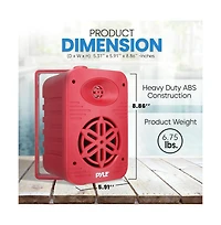 Pyle 5.25” 2-Way Indoor/Outdoor Speaker System - Waterproof with 1/2” High Compliance Polymer Tweeter, Red
