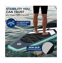 Inflatable Stand-Up Paddle-Board with Double-Action Hand Pump, 3-Piece Aluminum Paddle, Leash, Removable Fin + 2 Side Fins