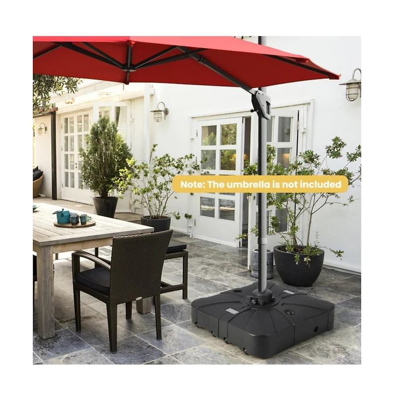 33.5 x 33.5 Inch Fillable Cantilever Umbrella Base with Wheels
