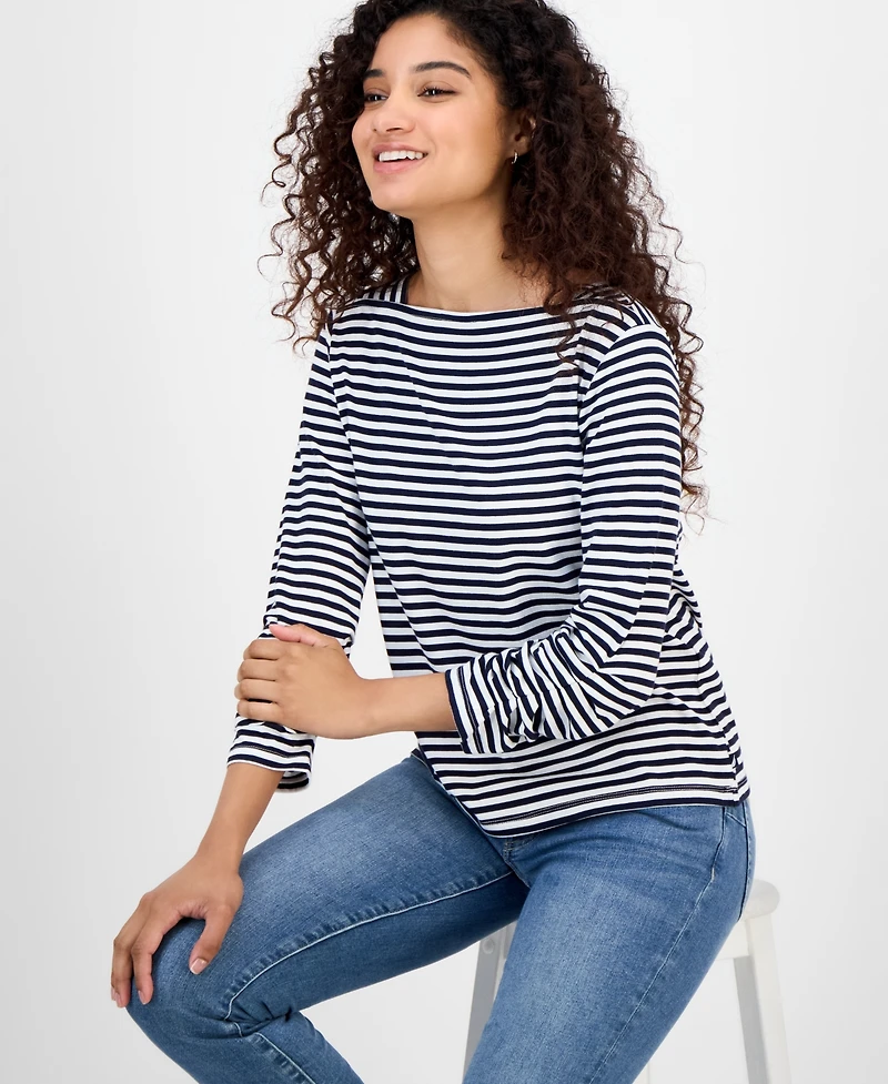 Nautica Jeans Women's Striped Boat-Neck Top