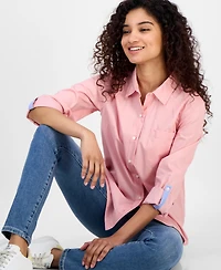 Nautica Jeans Women's Roll-Tab Button-Front Shirt
