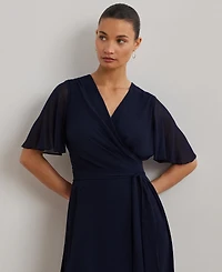 Lauren Ralph Women's Belted Georgette Dress
