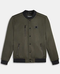 Karl Lagerfeld Men's Textured Varsity Zip Bomber Jacket