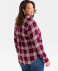 Style & Co Plus Sarah Plaid Perfect Shirt, Macy's Exclusive
