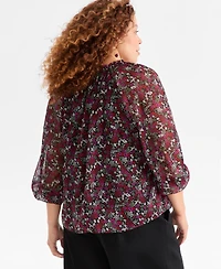 Style & Co Women's Printed Shine Long-Sleeve Blouse, Macy's Exclusive