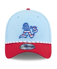 New Era Men's Light Blue/Red Athletics 2025 Fourth of July 39THIRTY Flex Hat