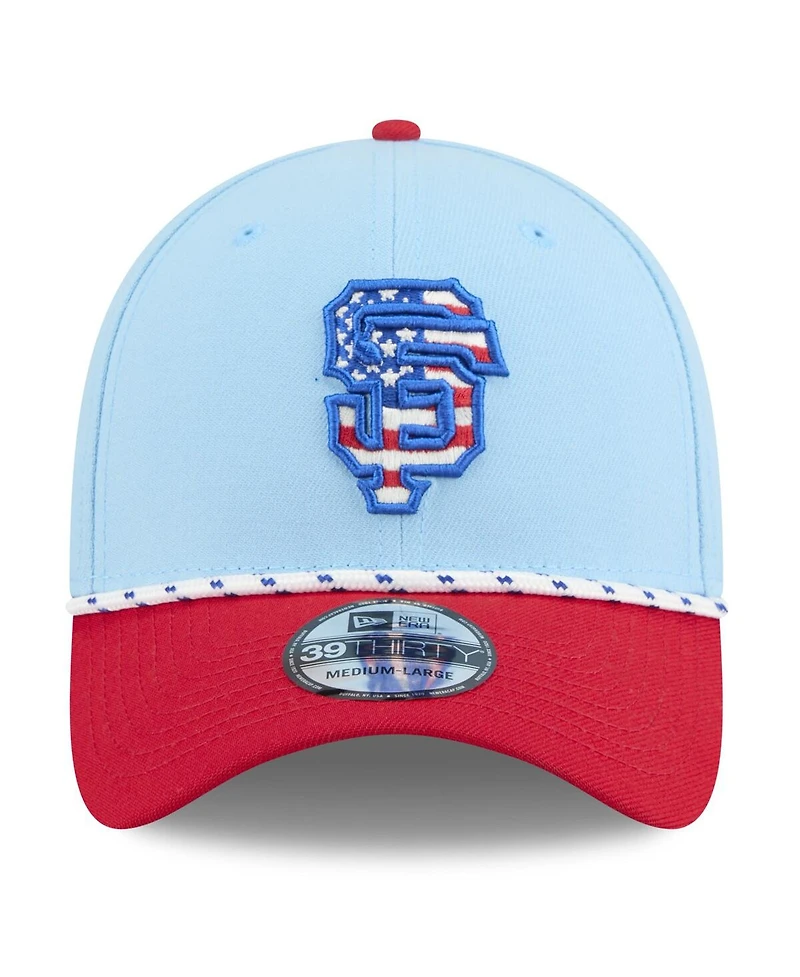 New Era Men's Light Blue/Red San Francisco Giants 2025 Fourth of July 39THIRTY Flex Hat