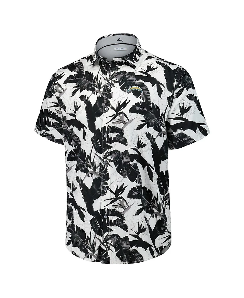 Tommy Bahama Men's Black Los Angeles Chargers Sunnyvale Blooms Camp Button-Up Shirt