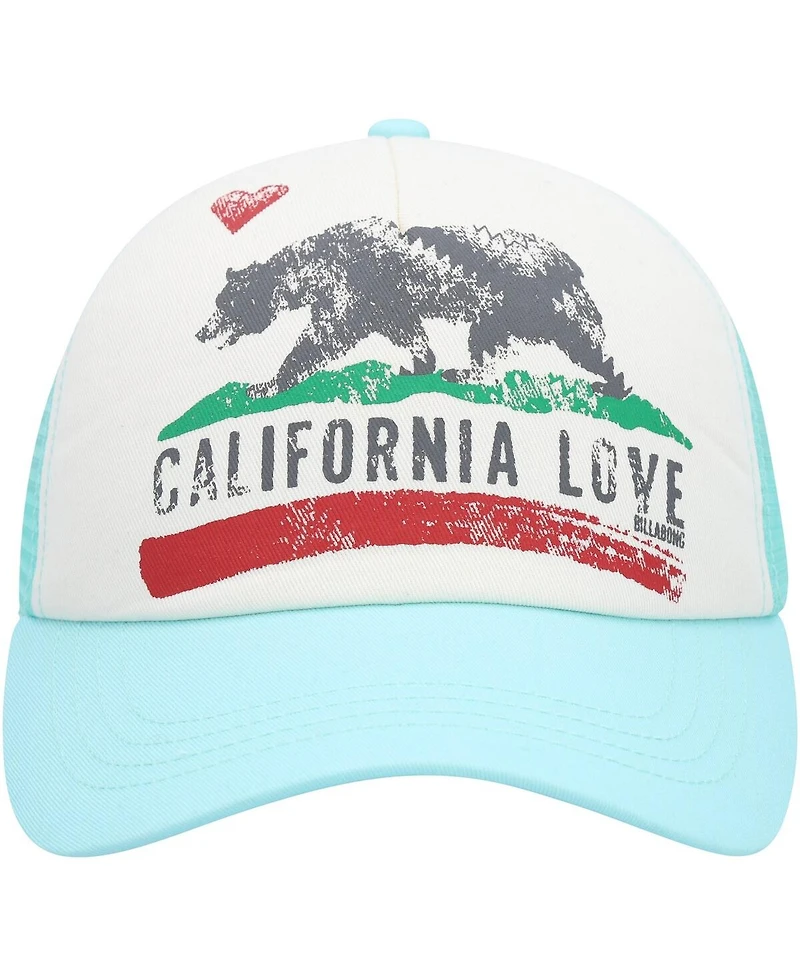 Billabong Women's White/Aqua Pitstop Trucker Snapback Hat