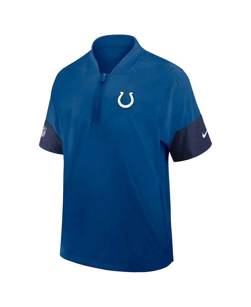 Nike Men's Royal Indianapolis Colts Sideline Short Sleeve Quarter-Zip Performance Coach Jacket