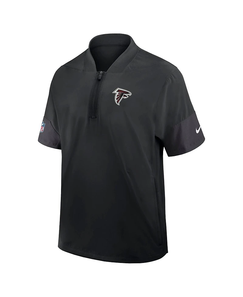 Nike Men's Black Atlanta Falcons Sideline Short Sleeve Quarter-Zip Performance Coach Jacket