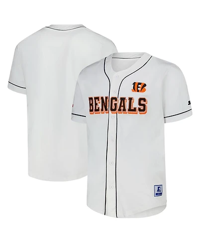 Starter Men's White Cincinnati Bengals Relay Full-Button Baseball Jersey