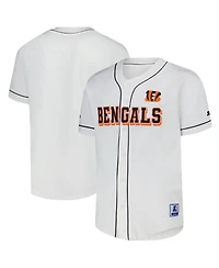 Starter Men's White Cincinnati Bengals Relay Full-Button Baseball Jersey