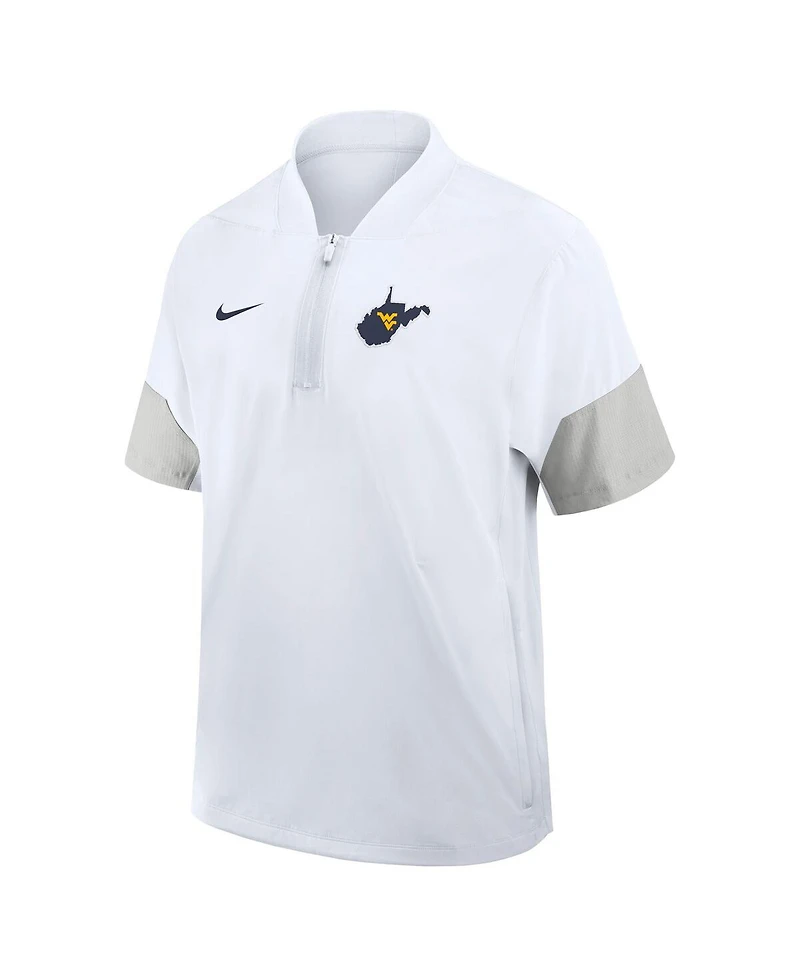 Nike Men's White West Virginia Mountaineers 2025 Sideline Coaches Lightweight Short Sleeve Jacket