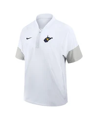 Nike Men's White West Virginia Mountaineers 2025 Sideline Coaches Lightweight Short Sleeve Jacket