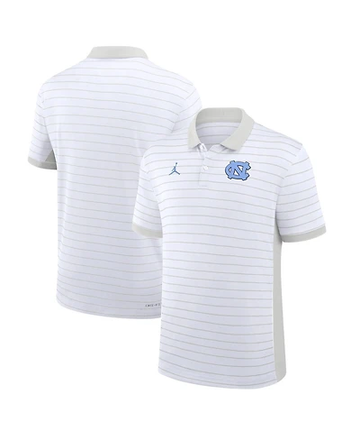 Jordan Men's White North Carolina Tar Heels 2025 Early Season Coaches Sideline Victory Stripe Performance Polo Shirt