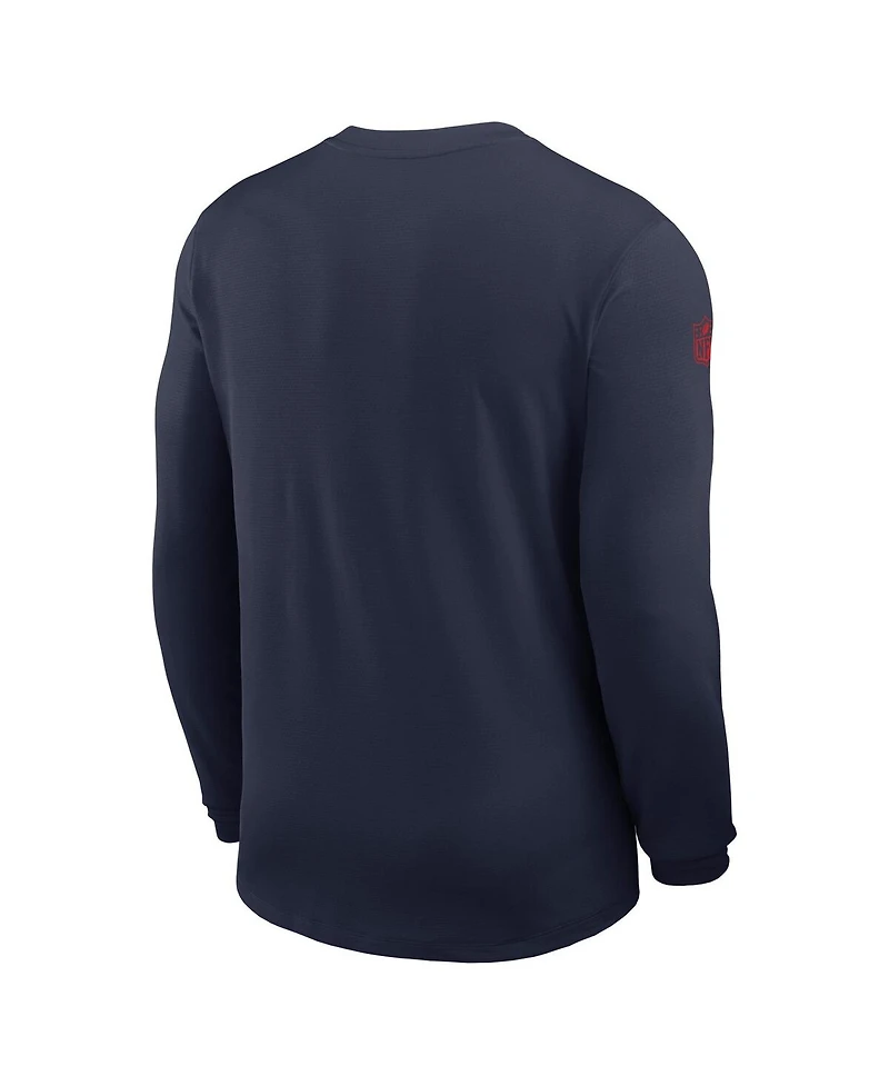 Nike Men's Navy New England Patriots Sideline Coach Uv Performance Long Sleeve T-Shirt