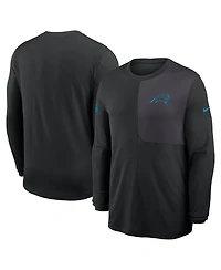 Nike Men's Black Carolina Panthers Sideline Coach Uv Performance Long Sleeve T-Shirt