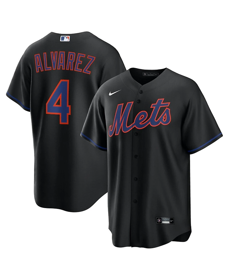 Nike Men's Francisco Alvarez Black New York Mets Alternate Replica Jersey