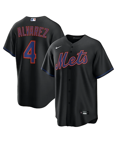 Nike Men's Francisco Alvarez Black New York Mets Alternate Replica Jersey