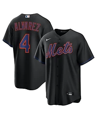 Nike Men's Francisco Alvarez Black New York Mets Alternate Replica Jersey