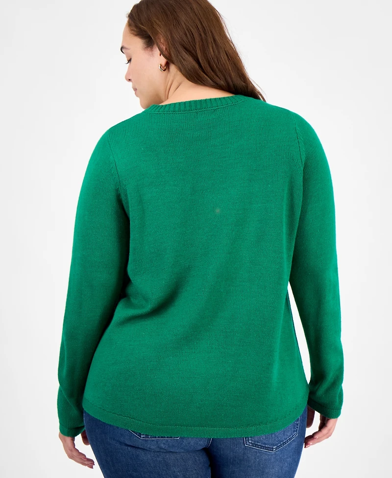 Holiday Lane Plus Size Candy-Tree Crewneck Sweater