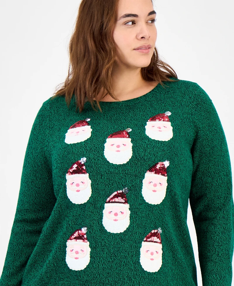 Holiday Lane Plus Smile-Santa-Graphic Sweater