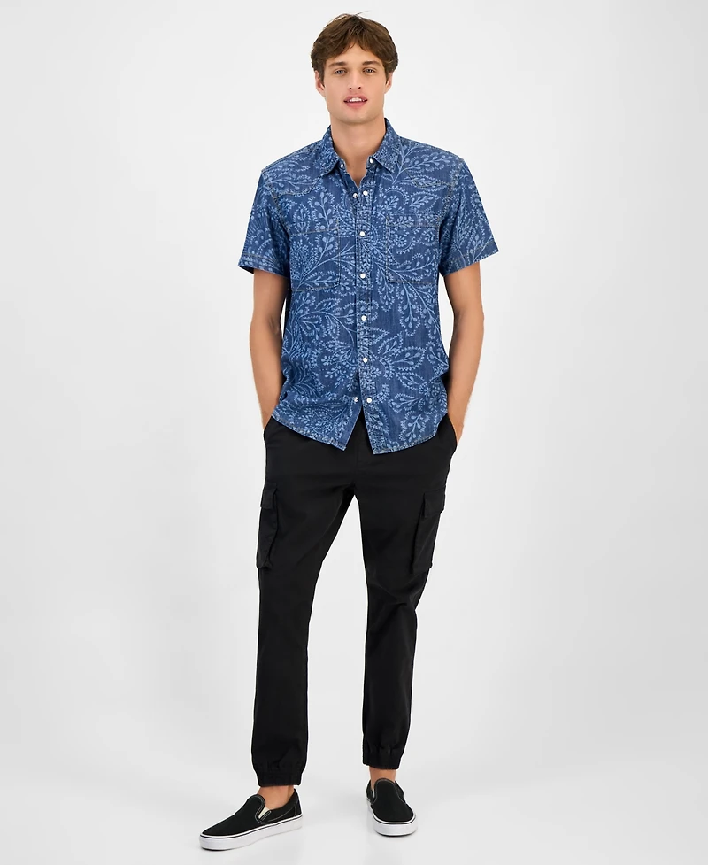 Sun + Stone Men's Printed Denim Shirt, Macy's Exclusive