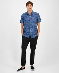 Sun + Stone Men's Printed Denim Shirt, Macy's Exclusive