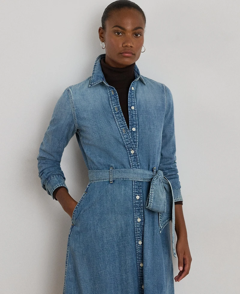 Lauren Ralph Women's Belted Denim Shirtdress