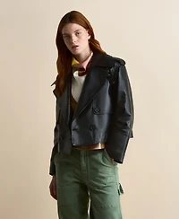 Furniq Uk Women's Leather Jacket, Black