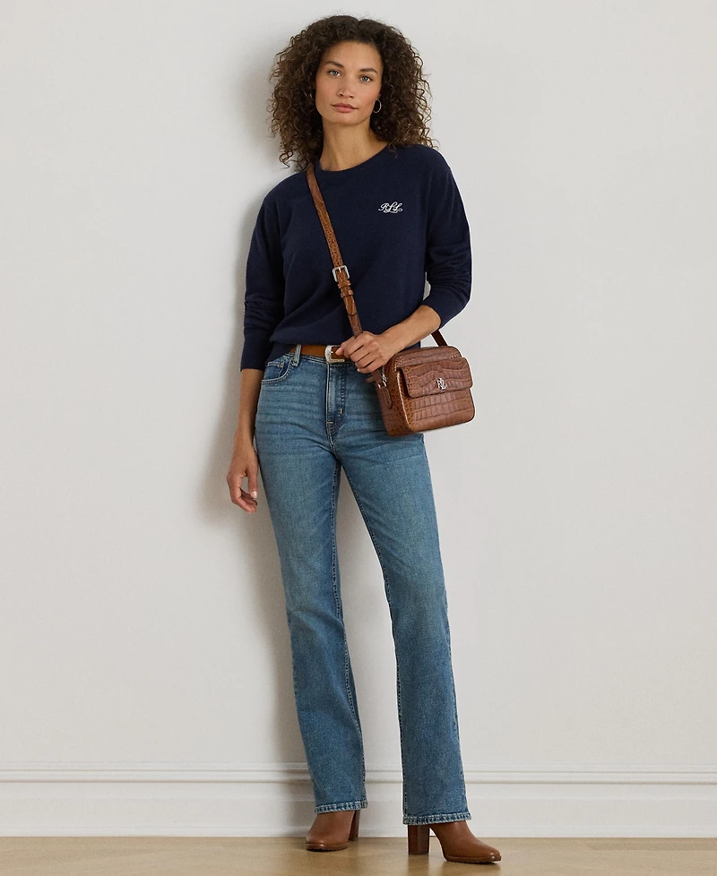 Lauren Ralph Women's Embroidered Cashmere Crewneck Sweater