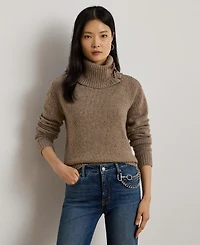 Lauren Ralph Women's Buckle-Trim Melange Turtleneck Sweater