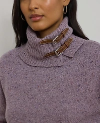 Lauren Ralph Women's Buckle-Trim Melange Turtleneck Sweater