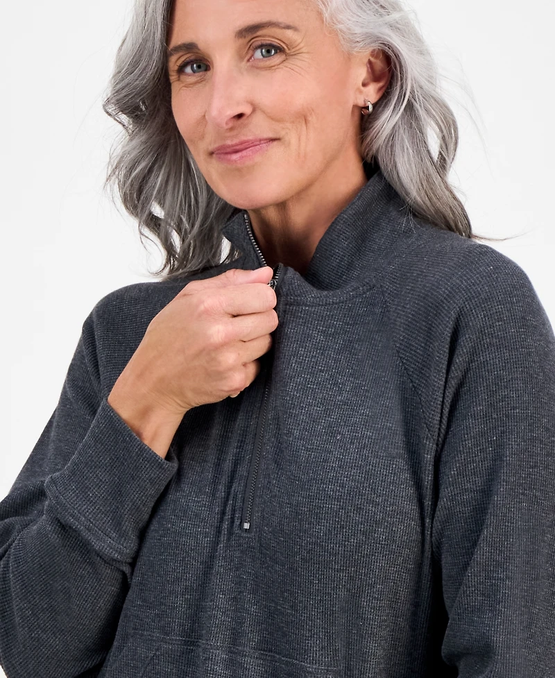 Style & Co Petite Waffle-Knit Half-Zip Sweatshirt, Macy's Exclusive