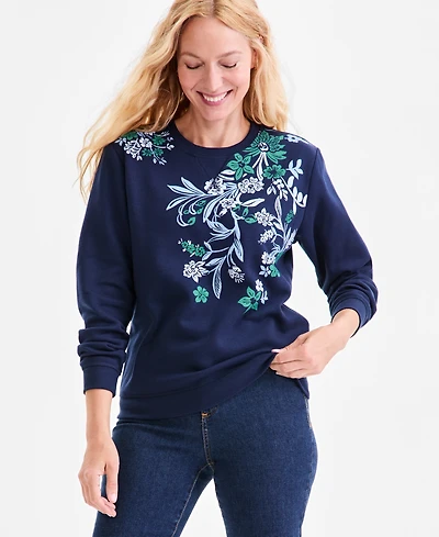 Style & Co Petite Placed Print Crewneck Sweatshirt, Macy's Exclusive