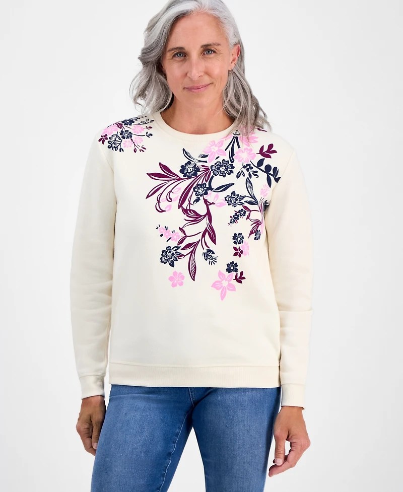 Style & Co Petite Placed Print Crewneck Sweatshirt, Macy's Exclusive