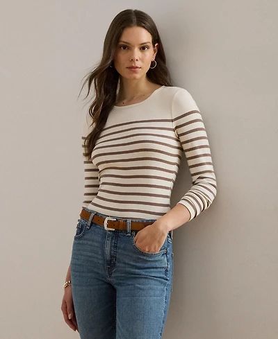 Lauren Ralph Women's Striped Cotton Long-Sleeve Tee