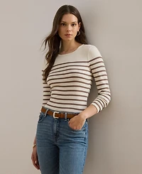 Lauren Ralph Women's Striped Cotton Long-Sleeve Tee