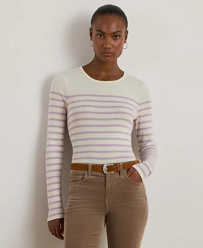 Lauren Ralph Women's Striped Cotton Long-Sleeve Tee