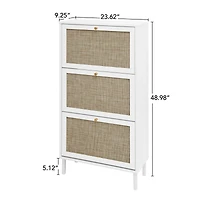Boyel Living Rattan Shoe Storage Cabinet with 3 Flip Drawers Rattan 3 Door Shoe Rack Freestanding Modern Shoe Storage Cabinet for Entryway