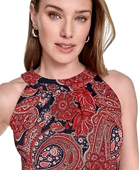 Tommy Hilfiger Women's Chiffon Printed Halter Midi Dress