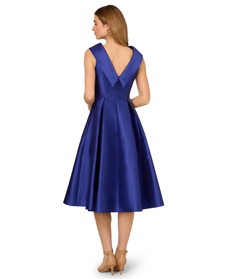 Adrianna Papell Women's Boat Neck Sleeveless Fit & Flare Dress