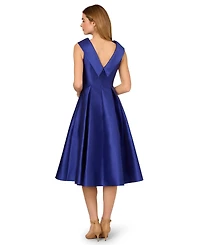 Adrianna Papell Women's Boat Neck Sleeveless Fit & Flare Dress