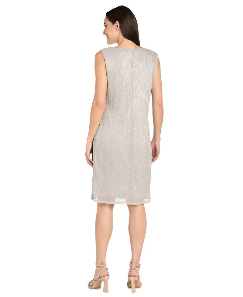 R & M Richards Women's Metallic Crinkle 2-Pc. Dress